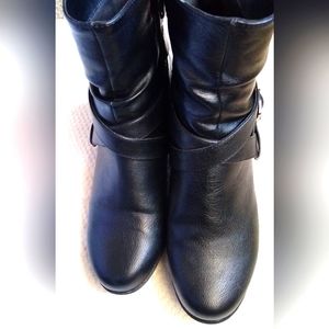 Ladies Black Mid Calf leather Boots